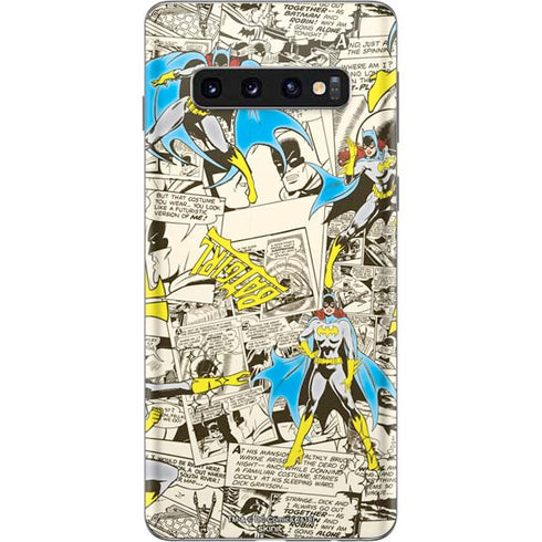 DC Comics Batman Batgirl Vintage Action pose pattern Galaxy S10 Skin