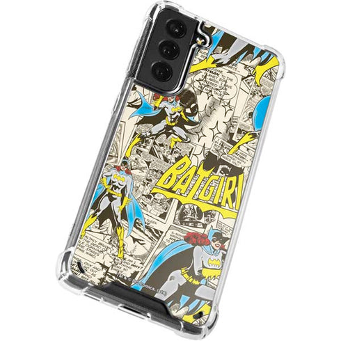 DC Comics Batman Batgirl Vintage Action pose pattern Galaxy S21 Plus 5G Clear Case