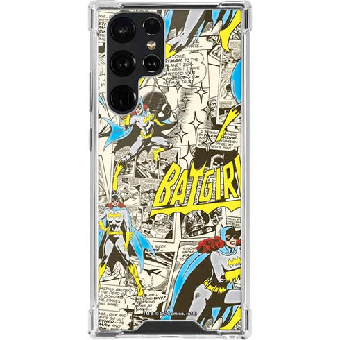 DC Comics Batman Batgirl Vintage Action pose pattern Galaxy S22 Ultra Clear Case