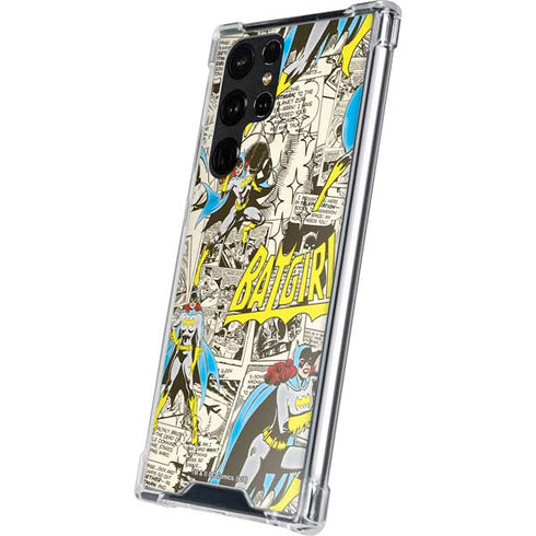 DC Comics Batman Batgirl Vintage Action pose pattern Galaxy S22 Ultra Clear Case
