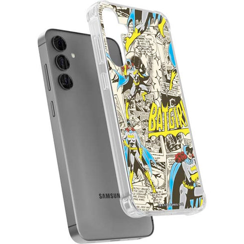 DC Comics Batman Batgirl Vintage Action pose pattern Galaxy S24 Plus Clear Case