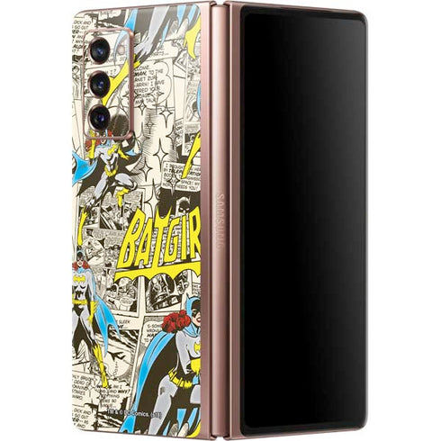 DC Comics Batman Batgirl Vintage Action pose pattern Galaxy Z Fold2 5G Skin