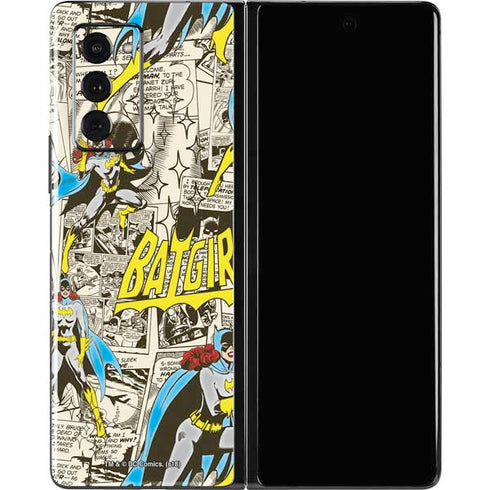 DC Comics Batman Batgirl Vintage Action pose pattern Galaxy Z Fold2 5G Skin