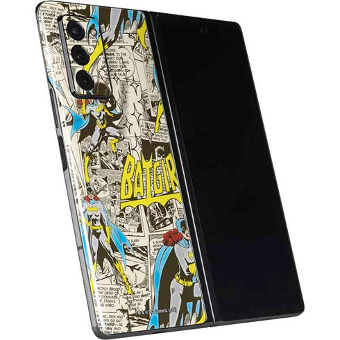 DC Comics Batman Batgirl Vintage Action pose pattern Galaxy Z Fold2 5G Skin