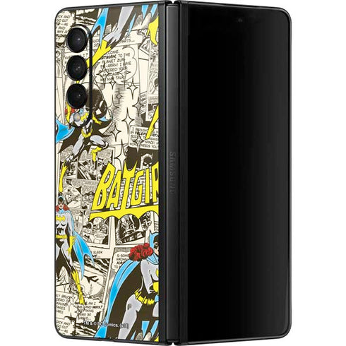 DC Comics Batman Batgirl Vintage Action pose pattern Galaxy Z Fold3 5G Skin