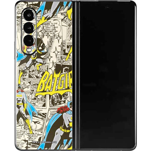 DC Comics Batman Batgirl Vintage Action pose pattern Galaxy Z Fold3 5G Skin