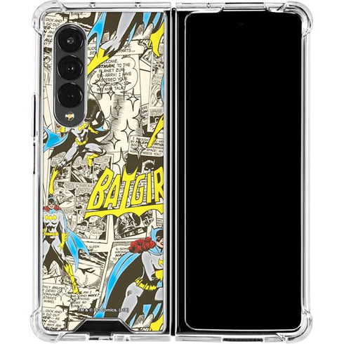 DC Comics Batman Batgirl Vintage Action pose pattern Galaxy Z Fold4 5G Clear Case