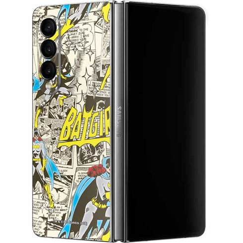 DC Comics Batman Batgirl Vintage Action pose pattern Galaxy Z Fold4 5G Skin