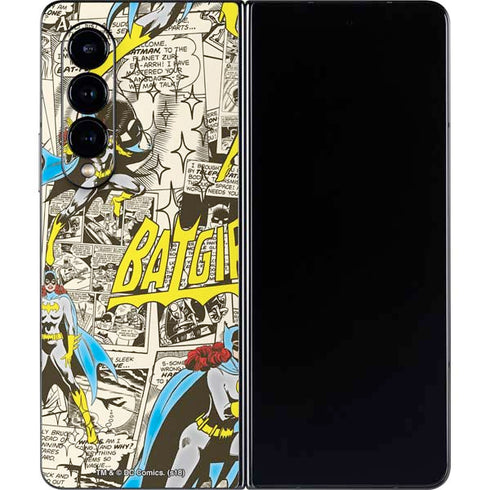 DC Comics Batman Batgirl Vintage Action pose pattern Galaxy Z Fold4 5G Skin