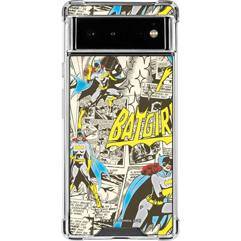 DC Comics Batman Batgirl Vintage Action pose pattern Google Pixel 6 Clear Case