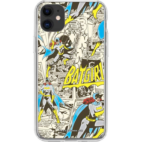 DC Comics Batman Batgirl Vintage Action pose pattern iPhone 11 Clear Case