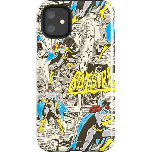DC Comics Batman Batgirl Vintage Action pose pattern iPhone 11 Impact Case
