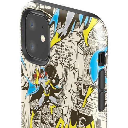 DC Comics Batman Batgirl Vintage Action pose pattern iPhone 11 Impact Case