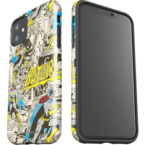 DC Comics Batman Batgirl Vintage Action pose pattern iPhone 11 Impact Case