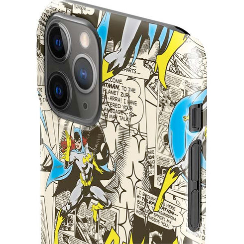 DC Comics Batman Batgirl Vintage Action pose pattern iPhone 11 Pro Lite Case