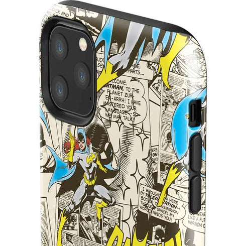 DC Comics Batman Batgirl Vintage Action pose pattern iPhone 11 Pro Max Impact Case