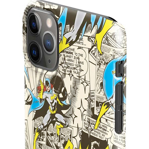 DC Comics Batman Batgirl Vintage Action pose pattern iPhone 11 Pro Max Lite Case