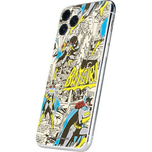 DC Comics Batman Batgirl Vintage Action pose pattern iPhone 11 Pro Skin
