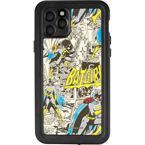 DC Comics Batman Batgirl Vintage Action pose pattern iPhone 11 Pro Waterproof Case