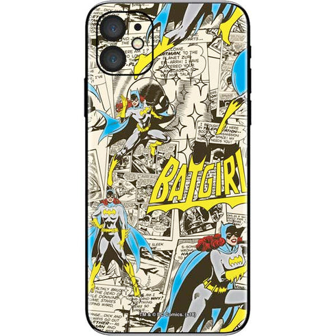 DC Comics Batman Batgirl Vintage Action pose pattern iPhone 11 Skin