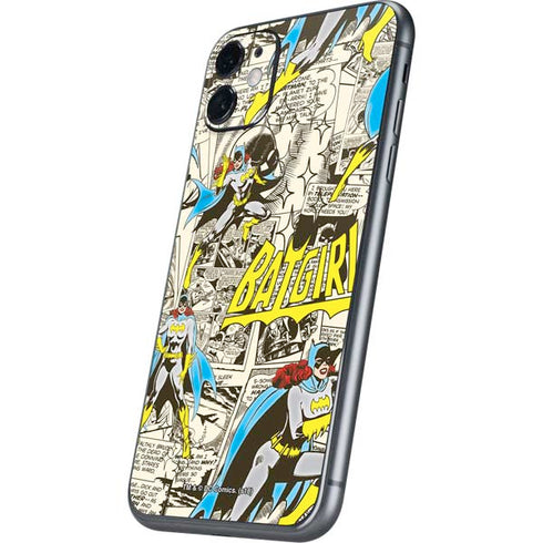 DC Comics Batman Batgirl Vintage Action pose pattern iPhone 11 Skin