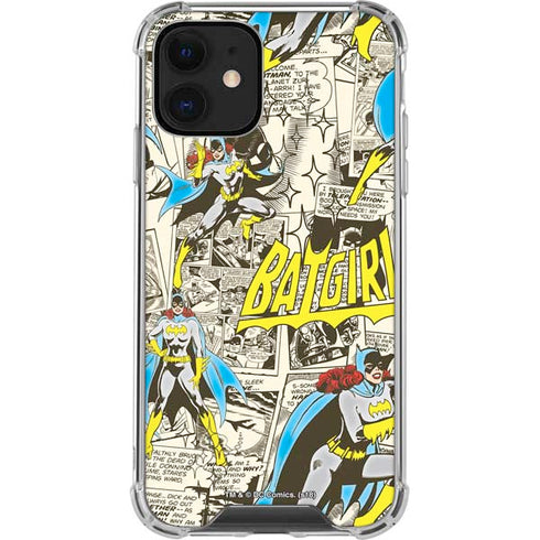 DC Comics Batman Batgirl Vintage Action pose pattern iPhone 12 Clear Case