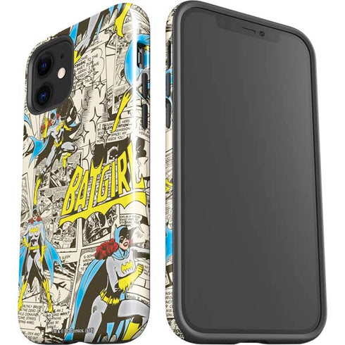 DC Comics Batman Batgirl Vintage Action pose pattern iPhone 12 Mini Impact Case