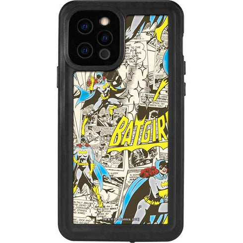 DC Comics Batman Batgirl Vintage Action pose pattern iPhone 12 Pro Waterproof Case