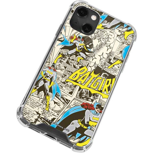 DC Comics Batman Batgirl Vintage Action pose pattern iPhone 13 Mini Clear Case