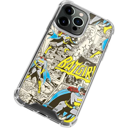 DC Comics Batman Batgirl Vintage Action pose pattern iPhone 13 Pro Clear Case
