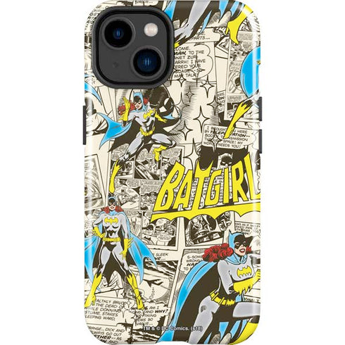 DC Comics Batman Batgirl Vintage Action pose pattern iPhone 15 Plus Impact Case