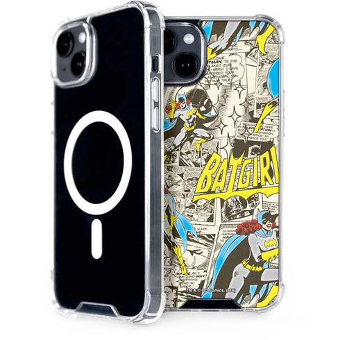 DC Comics Batman Batgirl Vintage Action pose pattern iPhone 15 Plus MagSafe Case
