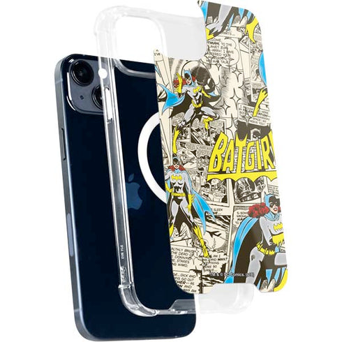 DC Comics Batman Batgirl Vintage Action pose pattern iPhone 15 Plus MagSafe Case