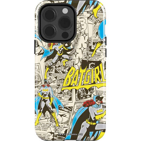 DC Comics Batman Batgirl Vintage Action pose pattern iPhone 15 Pro Impact Case