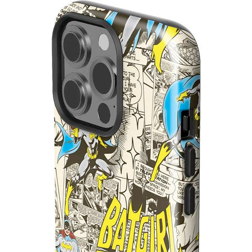 DC Comics Batman Batgirl Vintage Action pose pattern iPhone 15 Pro Impact Case