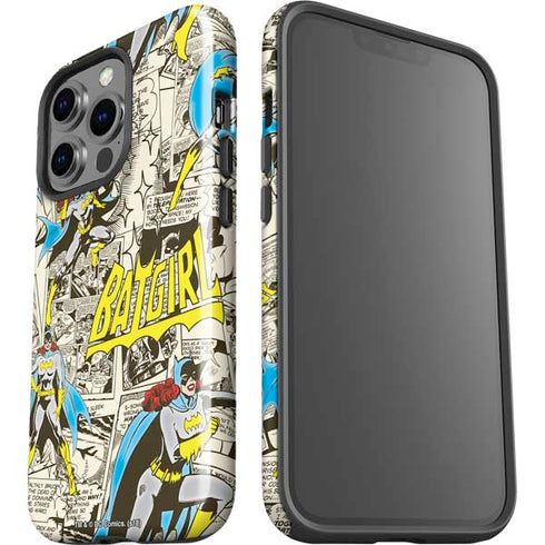 DC Comics Batman Batgirl Vintage Action pose pattern iPhone 15 Pro Impact Case