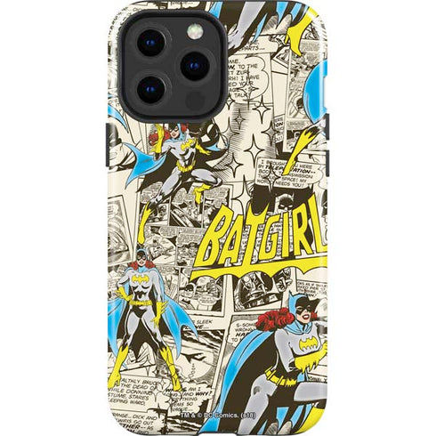 DC Comics Batman Batgirl Vintage Action pose pattern iPhone 15 Pro Max Impact Case
