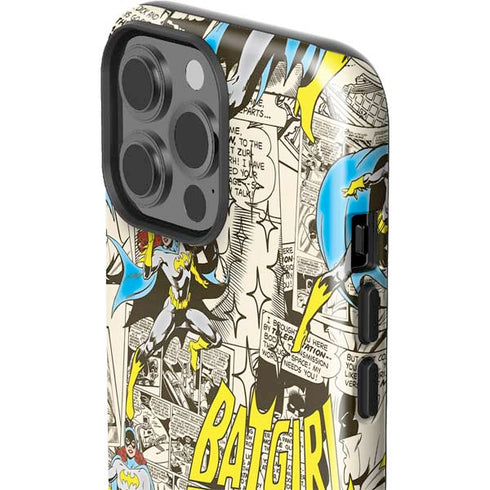 DC Comics Batman Batgirl Vintage Action pose pattern iPhone 15 Pro Max Impact Case