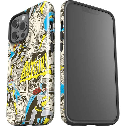 DC Comics Batman Batgirl Vintage Action pose pattern iPhone 15 Pro Max Impact Case