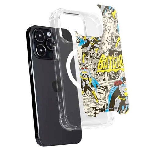 DC Comics Batman Batgirl Vintage Action pose pattern iPhone 15 Pro Max MagSafe Case