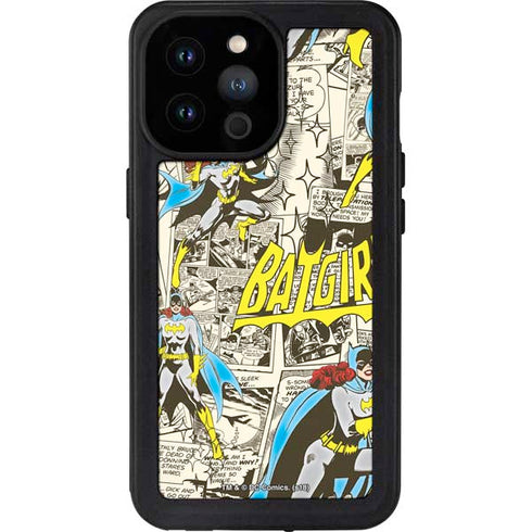 DC Comics Batman Batgirl Vintage Action pose pattern iPhone 14 Pro Max Waterproof Case