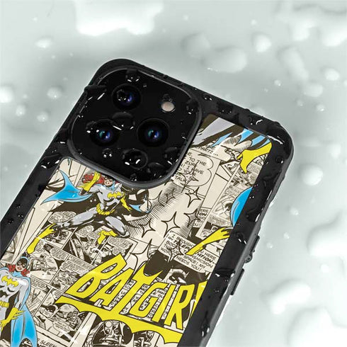 DC Comics Batman Batgirl Vintage Action pose pattern iPhone 14 Pro Max Waterproof Case