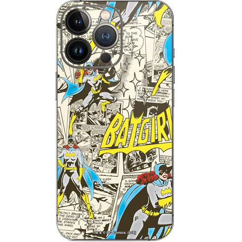 DC Comics Batman Batgirl Vintage Action pose pattern iPhone 14 Pro Skin