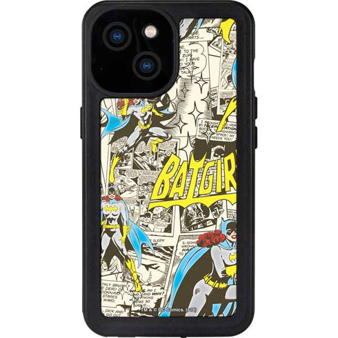 DC Comics Batman Batgirl Vintage Action pose pattern iPhone 15 Waterproof Case