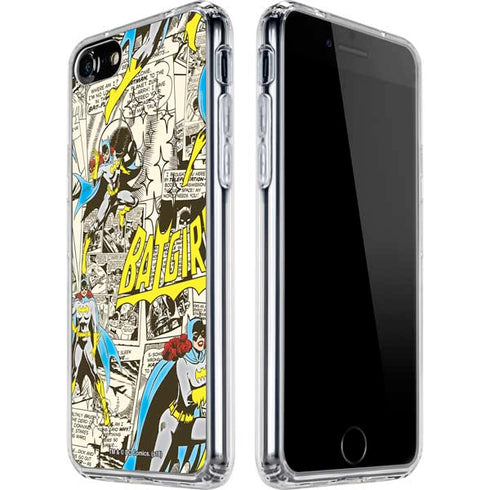 DC Comics Batman Batgirl Vintage Action pose pattern iPhone SE (2nd & 3rd Gen) Clear Case