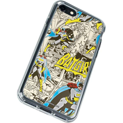 DC Comics Batman Batgirl Vintage Action pose pattern iPhone SE (2nd & 3rd Gen) Clear Case