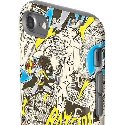 DC Comics Batman Batgirl Vintage Action pose pattern iPhone SE (2nd & 3rd Gen) Pro Case