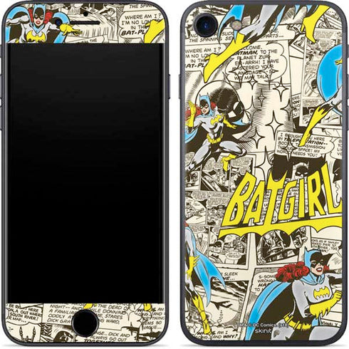 DC Comics Batman Batgirl Vintage Action pose pattern iPhone SE (2nd & 3rd Gen) Skin