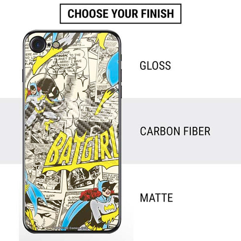 DC Comics Batman Batgirl Vintage Action pose pattern iPhone SE (2nd & 3rd Gen) Skin