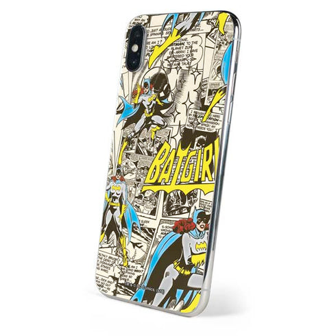 DC Comics Batman Batgirl Vintage Action pose pattern iPhone X Skin